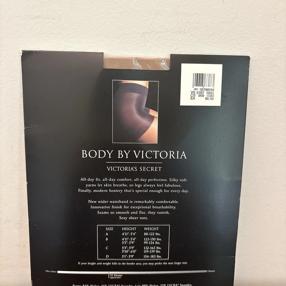 Victoria's Secret Body By Victoria Control Top Pantyhose Size C Nude NWT